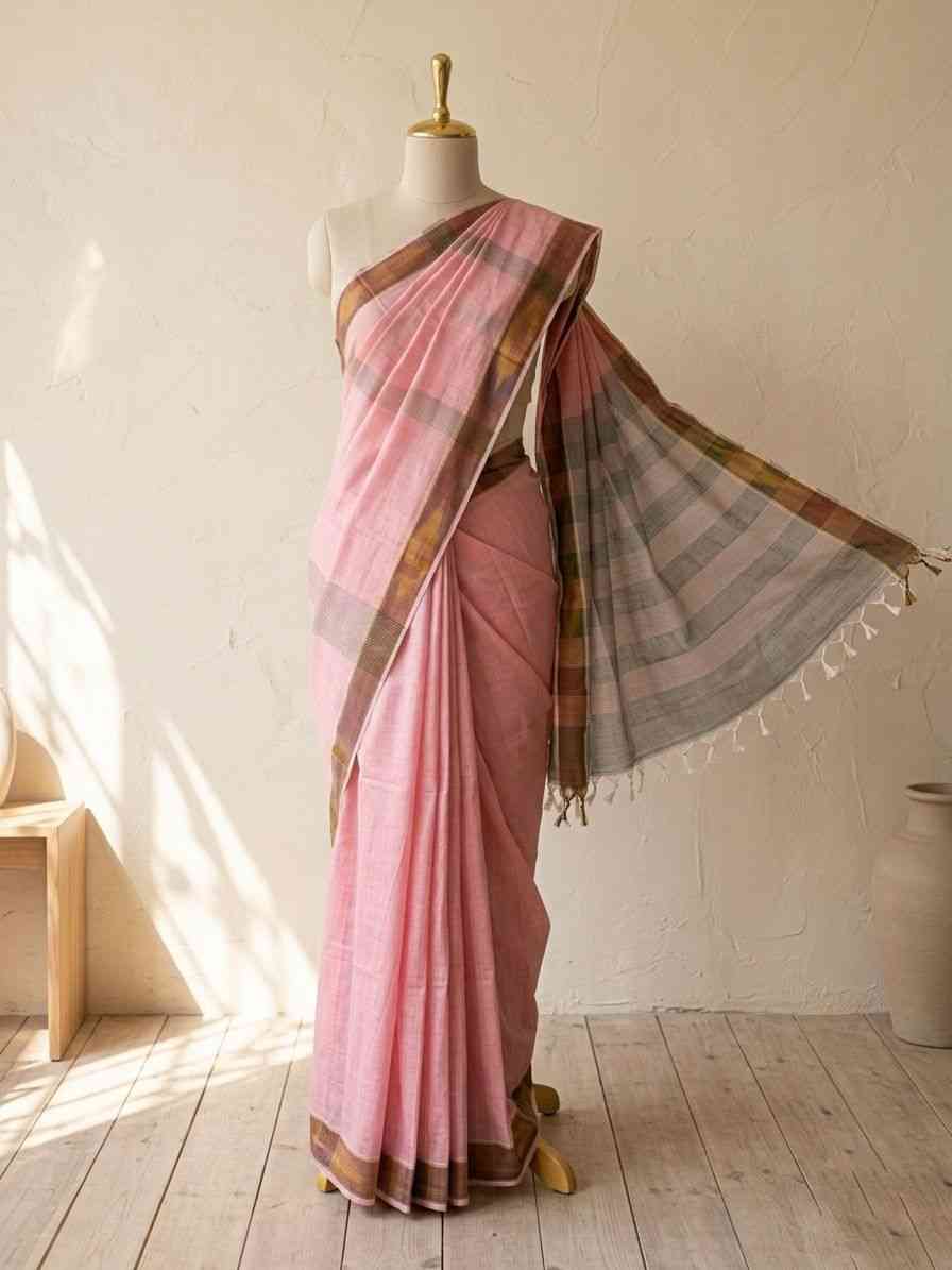 Cotton Saree with ikkat border